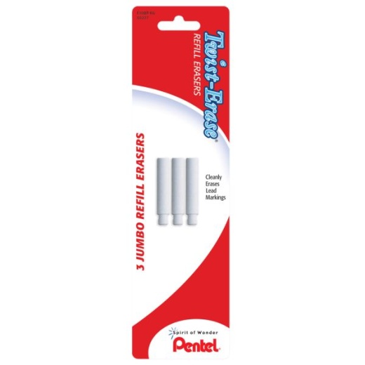 Pentel Twist-Erase Mechanical Pencil Eraser Refills, Pack Of 3
