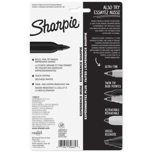 Black Fine Tip Permanent Markers w/ Pocket Clip (5/Pack) 24 Pack