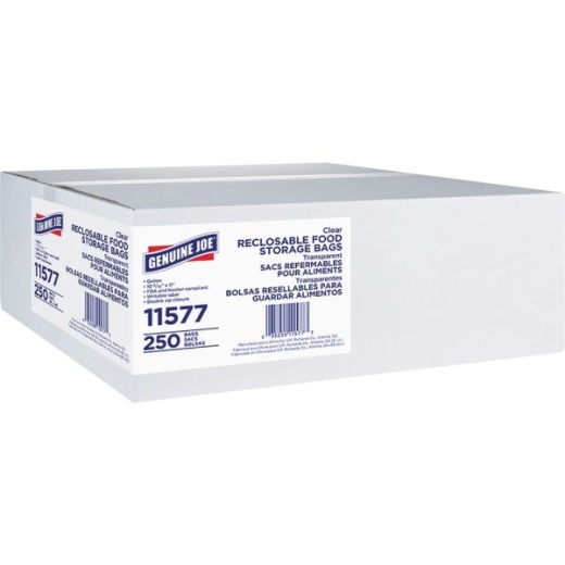 Genuine Joe Food Storage Bags - 1 Gal Capacity - 10.56"X 11"X1.75 Mil (44 Micron) Thickness - Zipper Closure - 11577