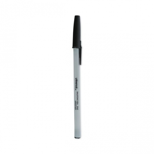 Ballpoint Pen, Stick, Fine 0.7 mm, Black Ink, Gray/Black Barrel, Dozen