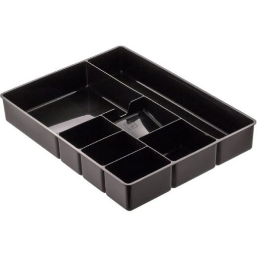 OfficeMate Plastic 8-Compartment Storage Deep Drawer Organizer Tray, Black