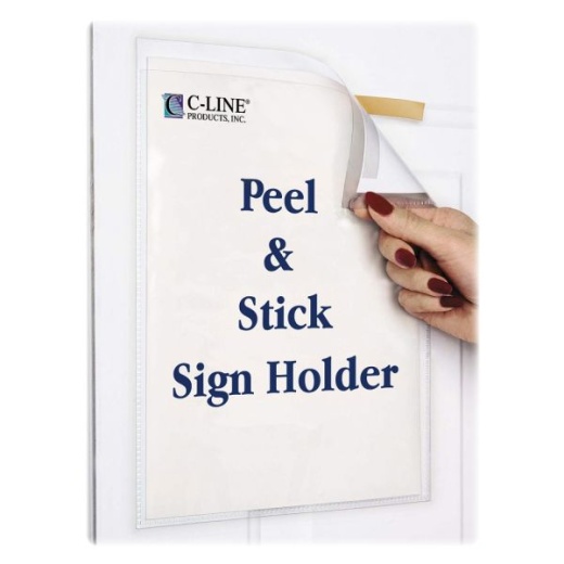 C-Line Peel/Stick Pockets with Antimicrobial Protection, Letter Size, Clear, Pack of 10