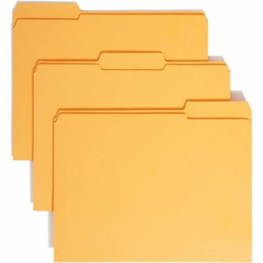 Smead 1/3-Cut 2-Ply Color File Folders, Letter Size, Goldenrod, Box Of 100