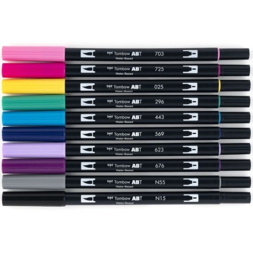 Tombow Dual End Brush Pen Set - Pack of 10