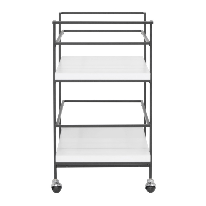 Keystone Modern 2-Tier Bar Serving Cart With Shelf Guards In Black/White