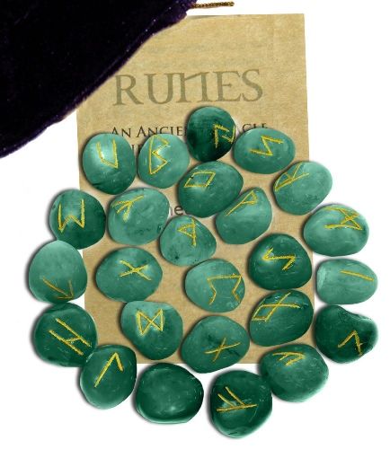 Green Aventurine Gemstone Runes