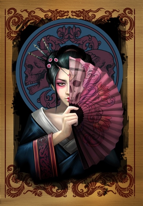 Geisha Skull Cards - 6 Pack by Anne Stokes