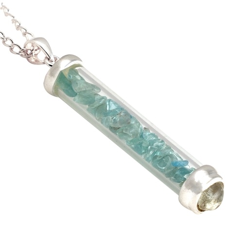 Blue Topaz Gem Power Vial Pendant For Truth