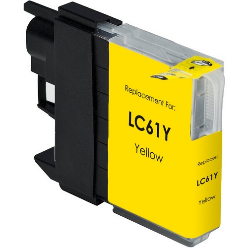 Brother OEM LC61Y Compatible Inkjet Cartridge: Yellow, 325 Yield