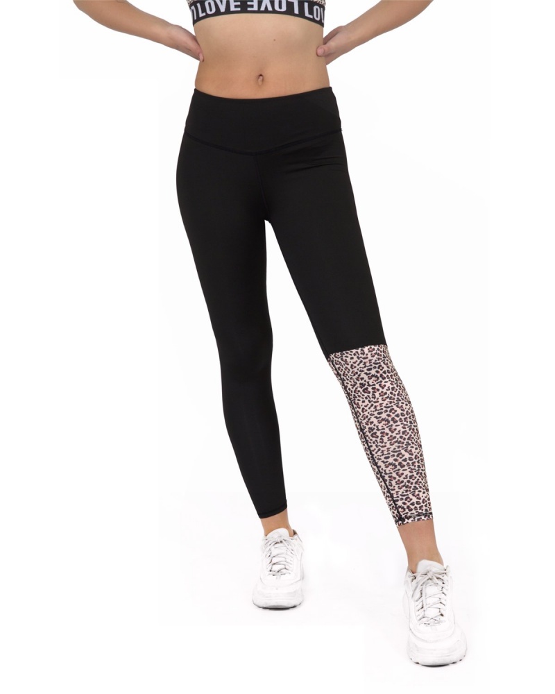 Jordena Leopard Workout Leggings - Black