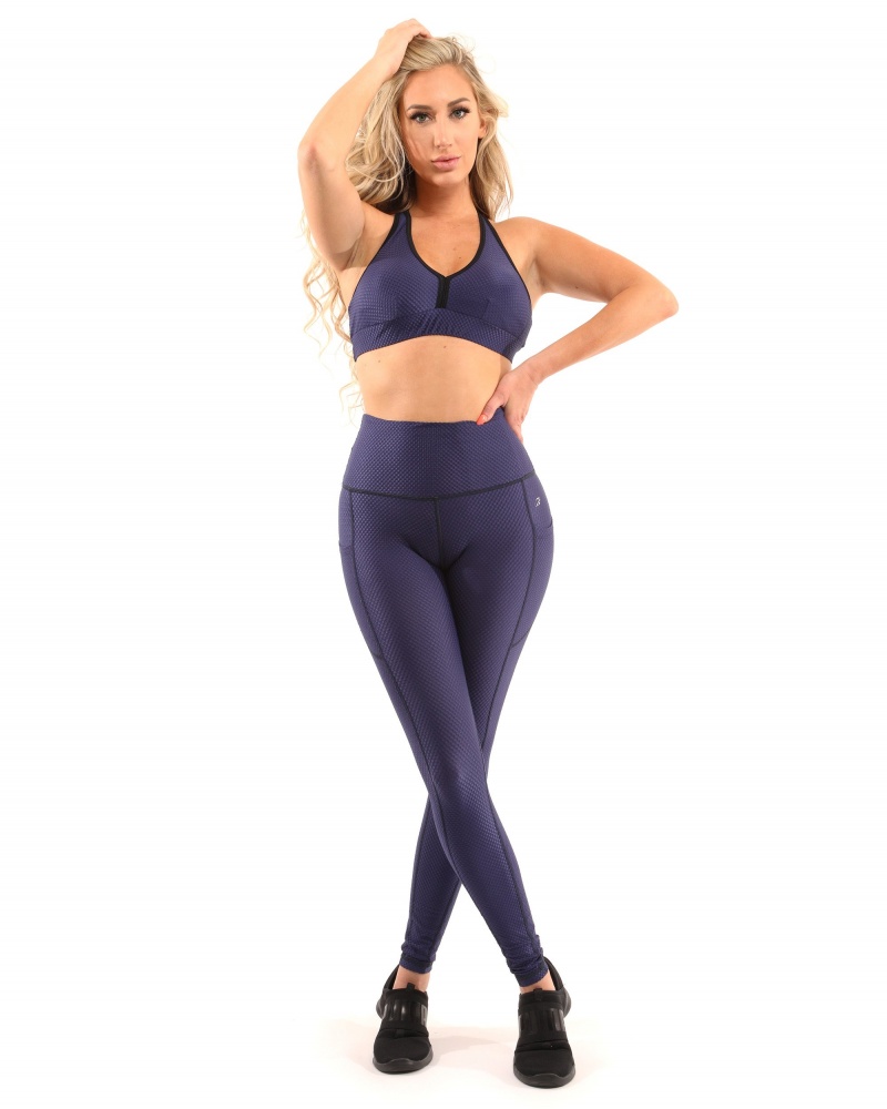 Venice Activewear Set - Leggings & Sports Bra - Navy [Made In Italy] Size Small Color One Color