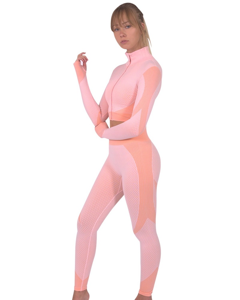 Trois Seamless Leggings & Sports Top 2 Set - Pink