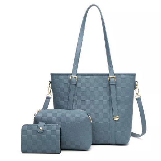 Erica Womens Handle Tote Bag (3 Piece Set) - Blue by Savoy Active