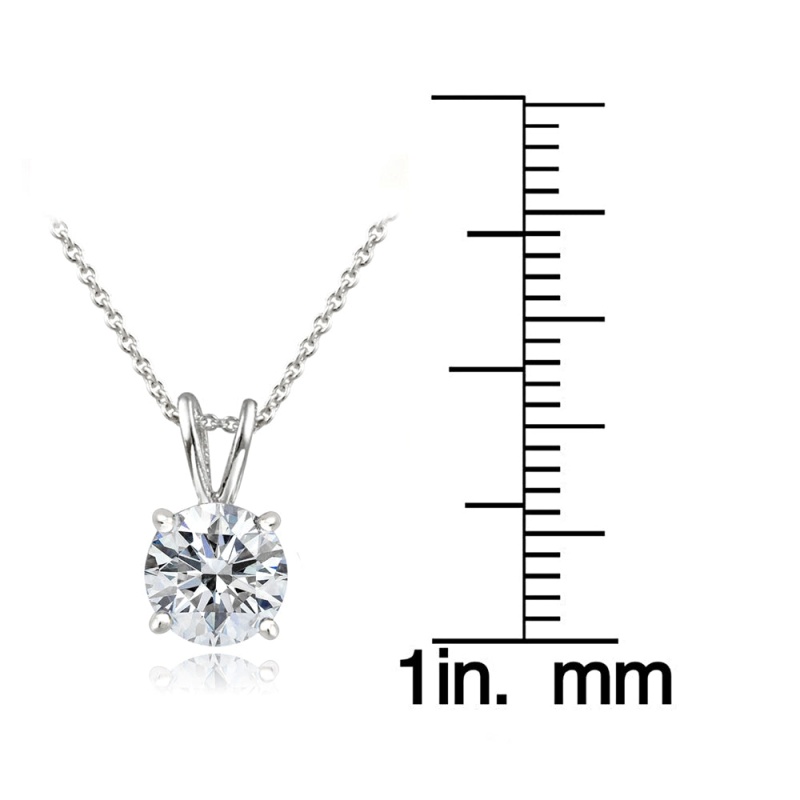Platinum Plated Sterling Silver 100 Facets Cubic Zirconia Necklace (1Cttw)