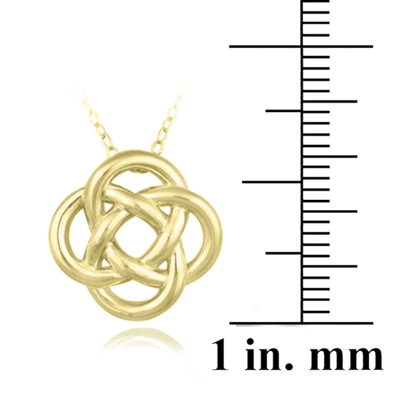 Yellow Gold Flashed Over Sterling Silver Love Knot Flower Necklace