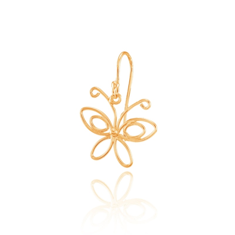 Gold Flashed Sterling Silver Open Butterfly Lightweight Dangle Earrings