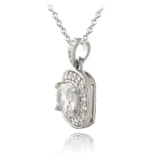 Sterling Silver 1.6Ct White Topaz Square Necklace