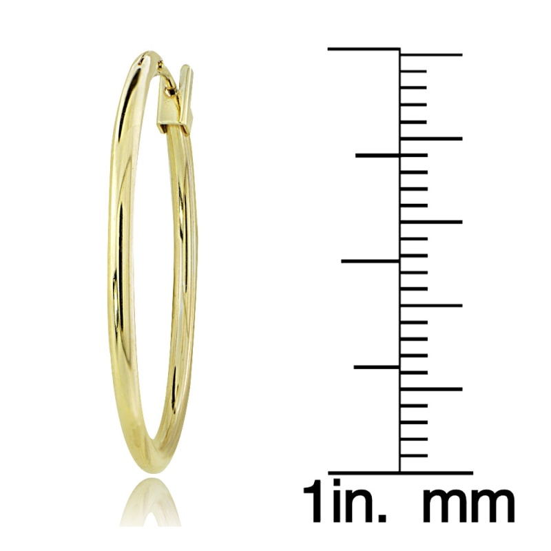 10K Gold 1.5Mm Round Hoop Earrings, 25Mm