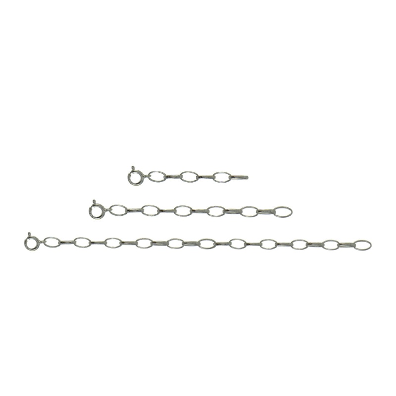 Sterling Silver Oval Link Extender Set For Pendants Necklaces 3 Sizes
