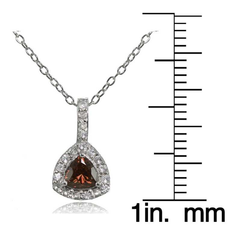Sterling Silver Garnet & White Topaz Trillion-Cut Necklace