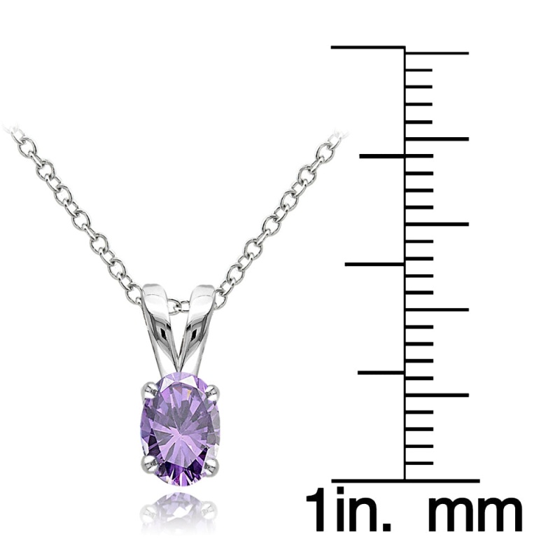 Sterling Silver Amethyst 6X4mm Oval Solitaire Necklace