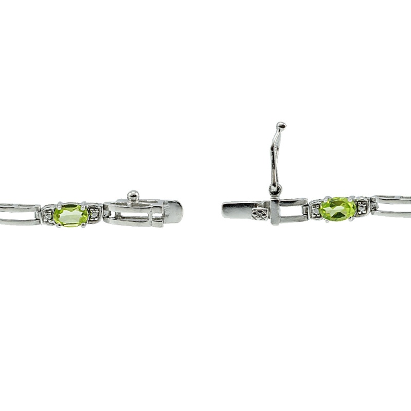 Sterling Silver Peridot And Diamond Accent Bracelet