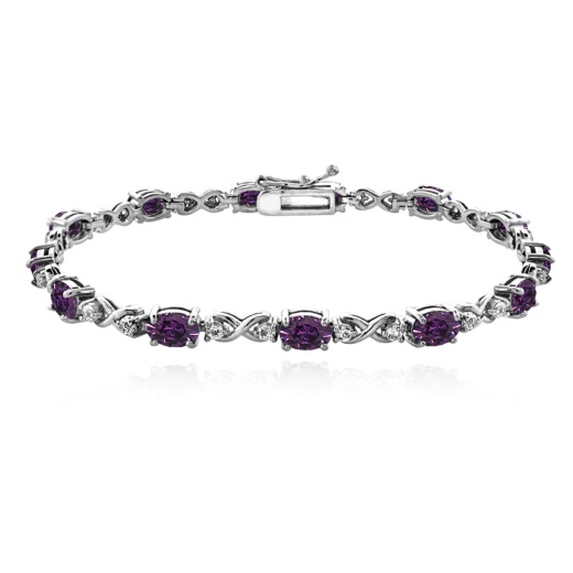 Sterling Silver Purple Oval Infinity Bracelet Made with Swarovski Crystals