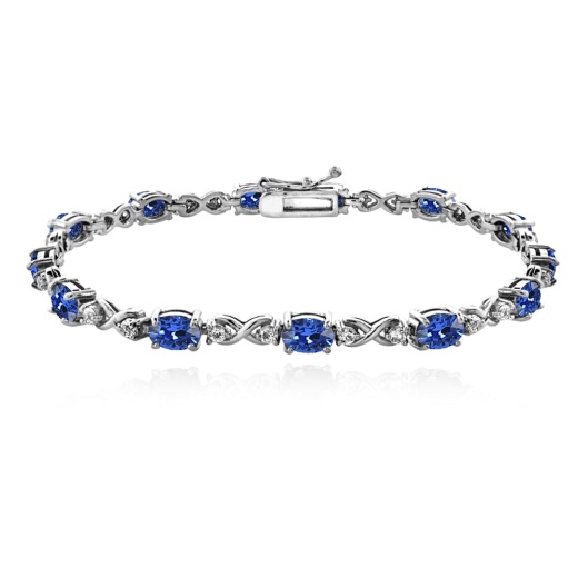 Sterling Silver Blue Oval Infinity Bracelet Made with Swarovski Crystals - Silverspeck