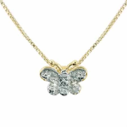 18K Gold Over Sterling Silver Diamond Accent Butterfly Slide Pendant