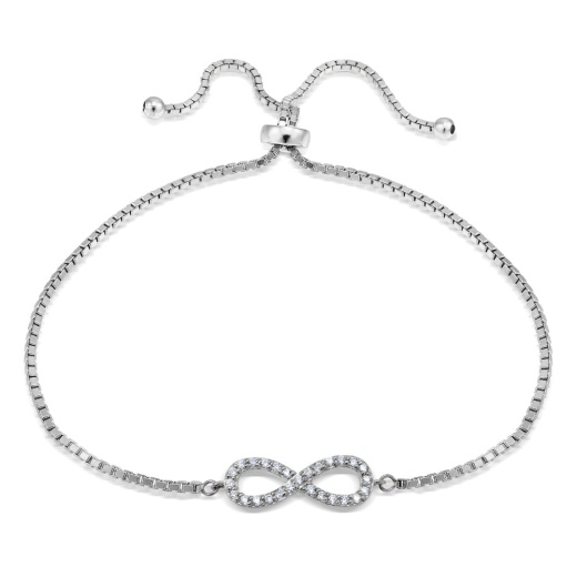 Sterling Silver Cubic Zirconia Infinity Adjustable Bracelet