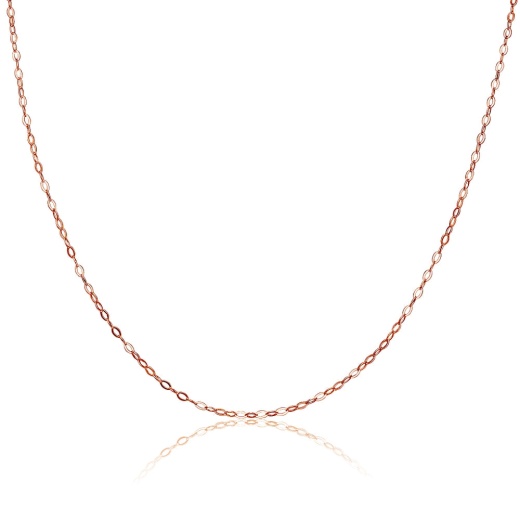 Rose Gold Flashed Sterling Silver 0.90Mm Thin Delicate Cable Chain Necklace, 20 Inches