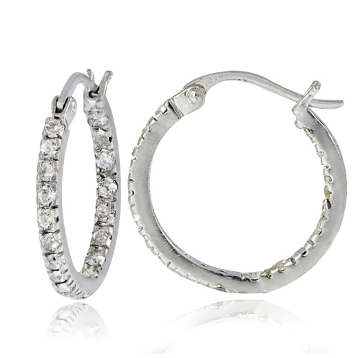Sterling Silver 17Mm Inside Out Hoop Earrings with Swarovski Elements
