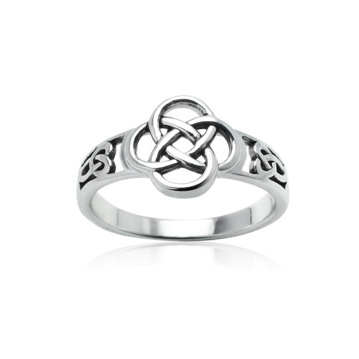 Sterling Silver Oxidized Love Knot Flower Ring