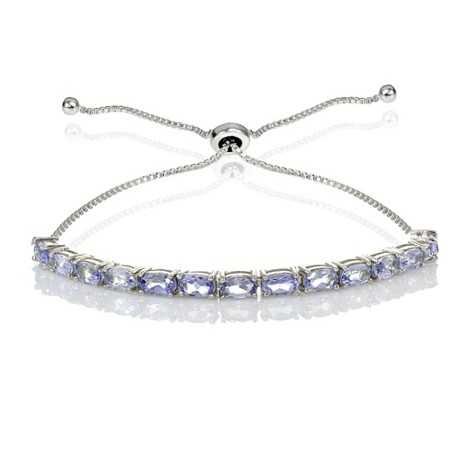 Sterling Silver Tanzanite Oval-Cut Adjustable Bracelet