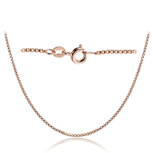 Rose Gold Tone Over Sterling Silver Italian Box Chain Necklace 24 Inches