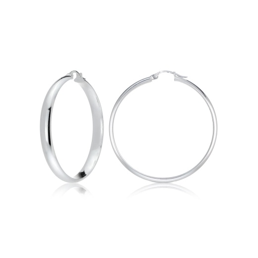 Sterling Silver Half Round Design High Polished Hoop Earrings, 25mm Diameter