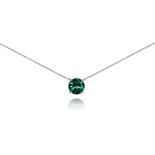 Sterling Silver Green Solitaire Choker Necklace Set With Swarovski Crystals