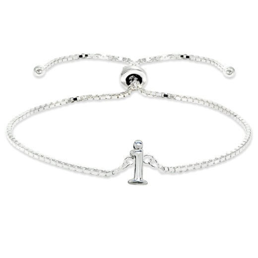 Sterling Silver I Letter Initial Alphabet Name Personalized Adjustable Bolo Bracelet