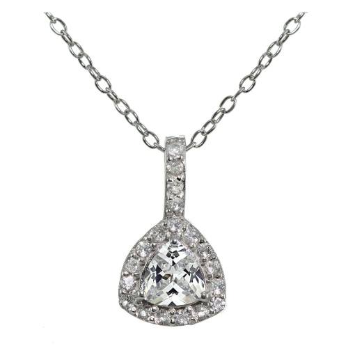Sterling Silver Cubic Zirconia Trillion-Cut Necklace