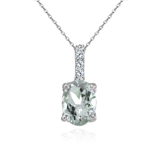 Sterling Silver Aquamarine and White Topaz Oval Crown Necklace - Silverspeck