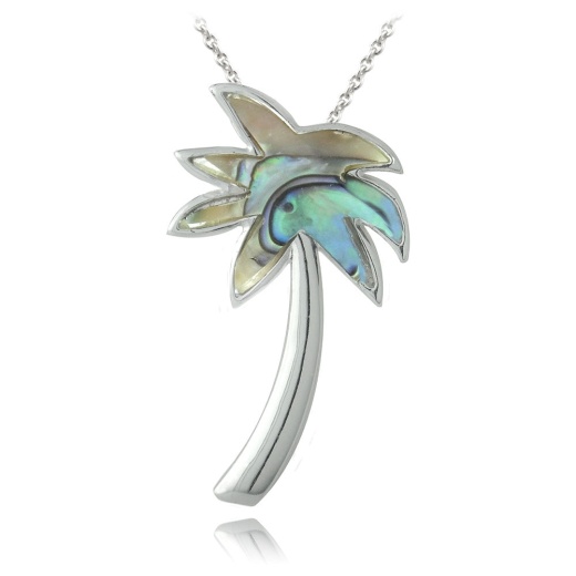 Sterling Silver Abalone Palm Tree Necklace
