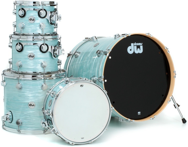 Dw Collectors Series 5 Piece Shell Pack With Snare Drum Pale Blue Oyster Finishply With 