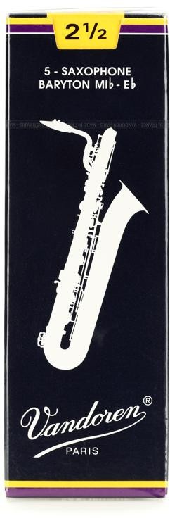 Vandoren Sr2425 - Traditional Baritone Saxophone Reeds - 2.5 (5-Pack)