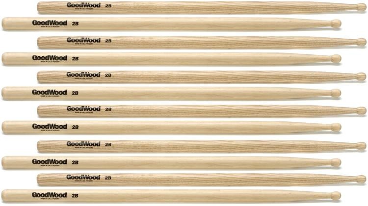 Goodwood Us Hickory Drumsticks 6-Pair - 2B - Wood Tip
