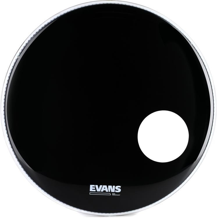 Evans Eq3 Black Resonant Bass Drumhead - 20 Inch - With Port Hole