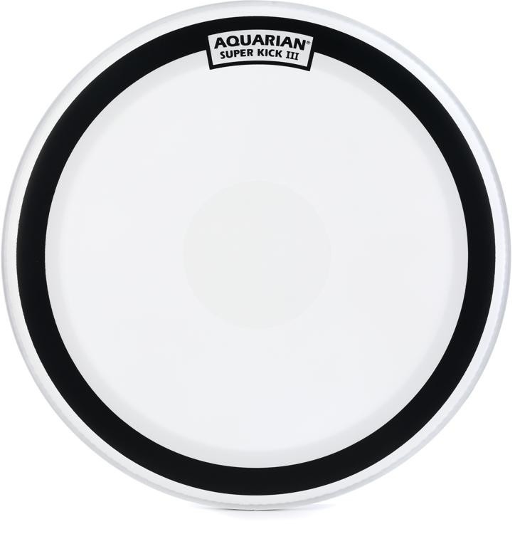 Back In Stock! Aquarian Superkick 3 Coated White Bass Drumhead - 22 Inch