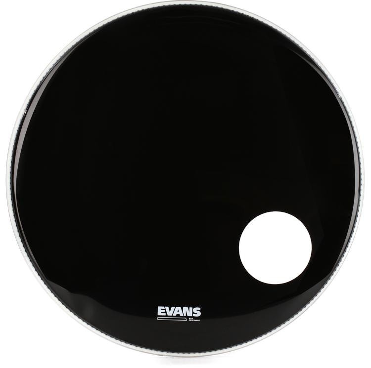 Evans Eq3 Resonant Black Bass Drumhead - 24 Inch - With Port Hole