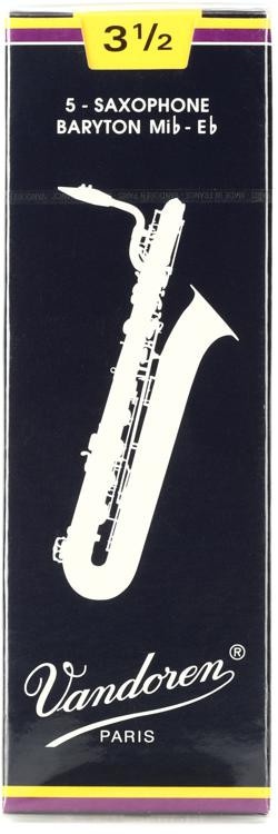 Vandoren Sr2435 - Traditional Baritone Saxophone Reeds - 3.5 (5-Pack)