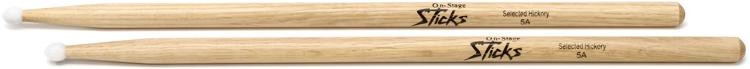 On-Stage Hickory Drumsticks - 5A - Nylon Tip