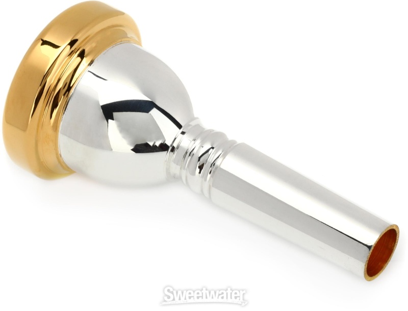 Bach 341 Classic Series Silver-Plated Large Shank Trombone Mouthpiece With  Gold-Plated Rim - 5g